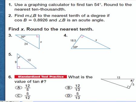 Angles of Elevation and Depression Sec: 8.4 Sol: G.8.