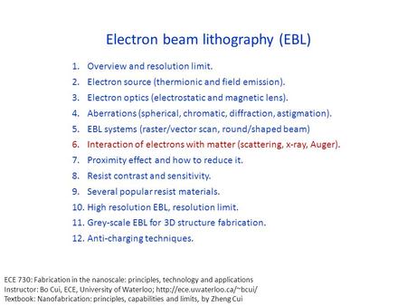 Electron beam lithography (EBL)