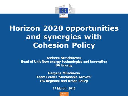 Horizon 2020 opportunities and synergies with Cohesion Policy