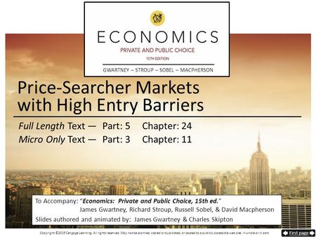 Price-Searcher Markets with High Entry Barriers