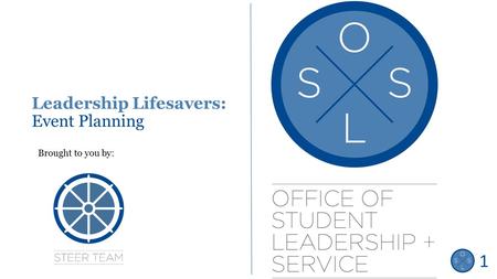 Leadership Lifesavers: Event Planning Brought to you by: Title Slide 1.