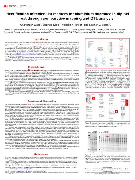 Identification of molecular markers for aluminium tolerance in diploid oat through comparative mapping and QTL analysis 1 Eastern Cereal and Oilseed Research.