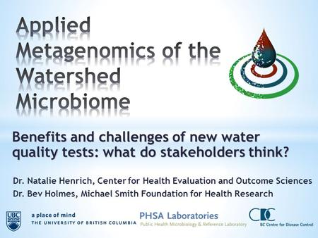 Dr. Natalie Henrich, Center for Health Evaluation and Outcome Sciences Dr. Bev Holmes, Michael Smith Foundation for Health Research Benefits and challenges.