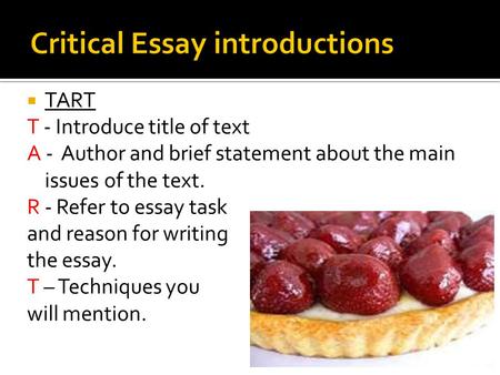 Critical Essay introductions