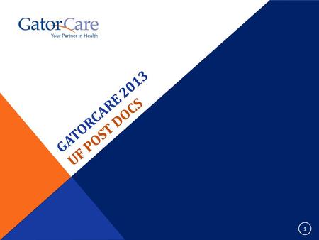 GATORCARE 2013 UF POST DOCS 1. TODAY’S AGENDA Welcome and Introductions What is GatorCare Who is GatorCare Review of GatorCare Options Health Plan Design.