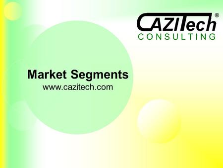 Market Segments www.cazitech.com C O N S U L T I N G.