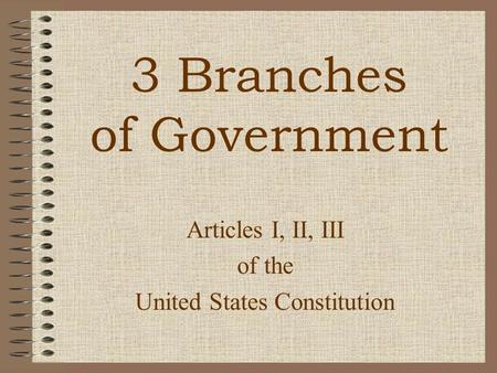 Articles I, II, III of the United States Constitution