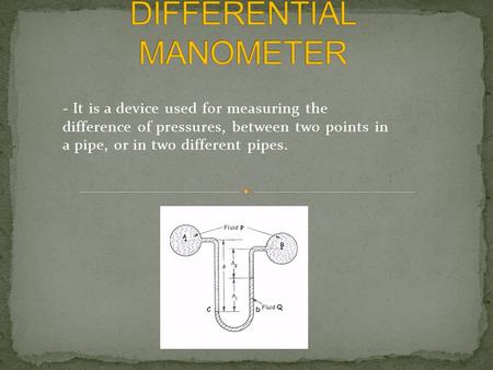 DIFFERENTIAL MANOMETER