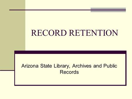 Arizona State Library, Archives and Public Records