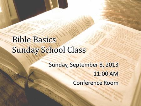 Bible Basics Sunday School Class