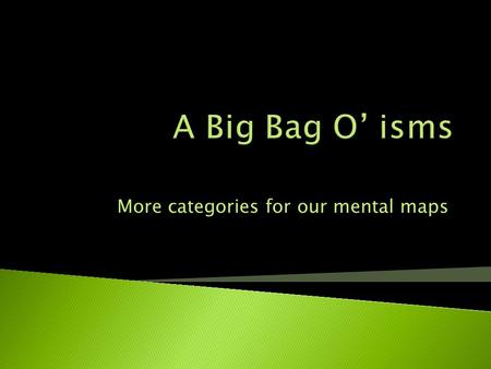 More categories for our mental maps  How we understand knowledge has repercussions for how we understand our place in the world.  How we understand.