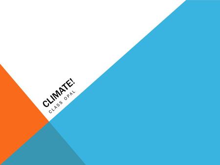 CLIMATE! CLASS OPAL. SO WHAT HAVE WE ACTUALLY COVERED? Three Main Climate Types: Hot (Equatorial, Desert, Savanna) Temperate (Cool Temperate, Warm Temperate)