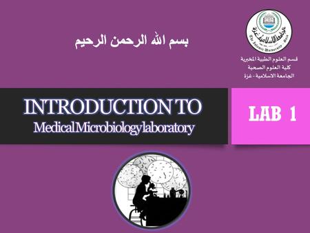 General Microbiology Laboratory Reference :  Microbiology Laboratory Manual By Abdelraouf Elmanama. Grade:  Final Exam ( 50 Points ).  Theoretical.