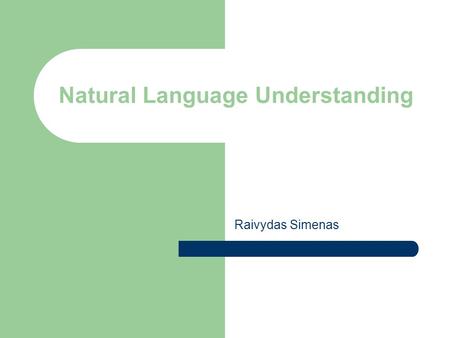 Natural Language Understanding