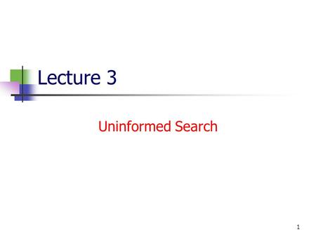 Lecture 3 Uninformed Search.