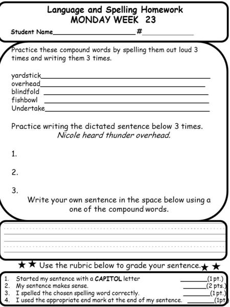 Language and Spelling Homework