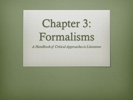 A Handbook of Critical Approaches to Literature