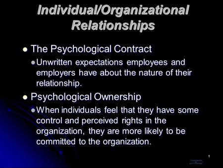 Individual/Organizational Relationships