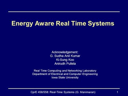 Energy Aware Real Time Systems