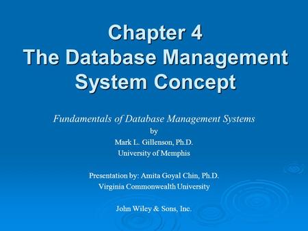 Chapter 4 The Database Management System Concept