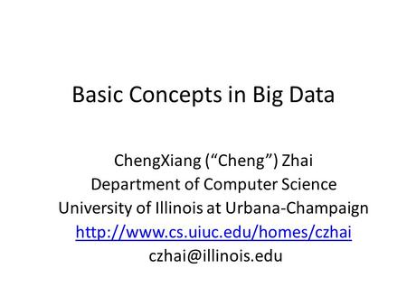 Basic Concepts in Big Data