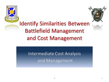 Identify Similarities Between Battlefield Management and Cost Management ©1.