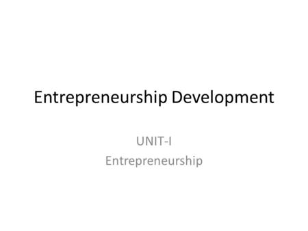 Entrepreneurship Development