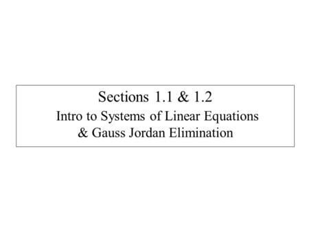 Linear Algebra – Linear Equations