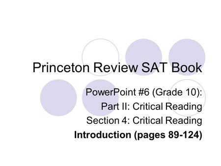 Princeton Review SAT Book