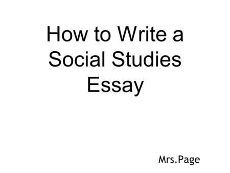 How to Write a Social Studies Essay