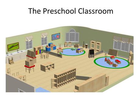 The Preschool Classroom. Learning Centers Block center, language center, art center, dramatic play center, small motor/sensory center, large open space.