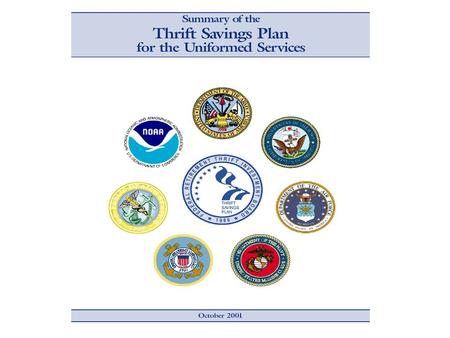 General Information History FRTIB & National Finance Center Like 401K plan - taxes deferred Voluntary for all military in a pay status Must contribute.