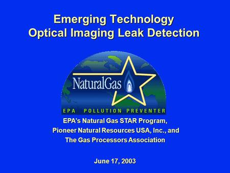 Emerging Technology Optical Imaging Leak Detection