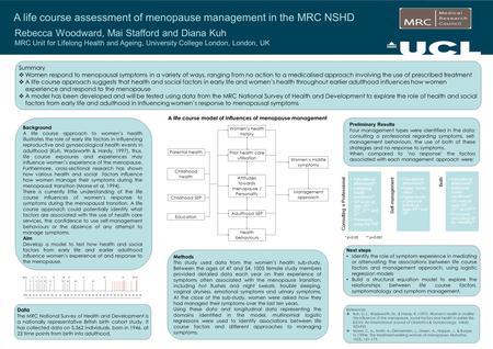 Data The MRC National Survey of Health and Development is a nationally representative British birth cohort study. It has collected data on 5,362 individuals,