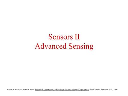 Sensors II Advanced Sensing