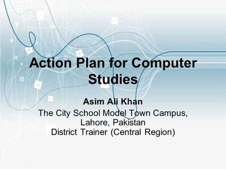 Action Plan for Computer Studies