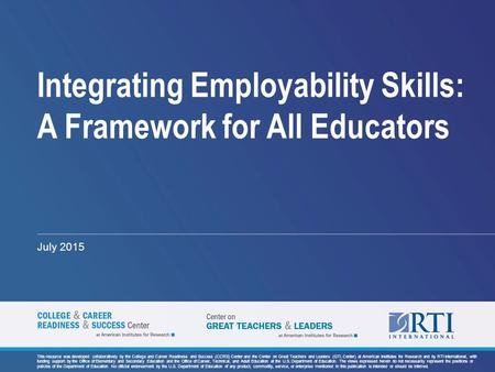 Integrating Employability Skills: A Framework for All Educators