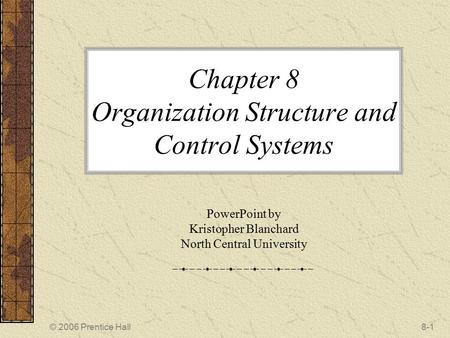 Chapter 8 Organization Structure and Control Systems