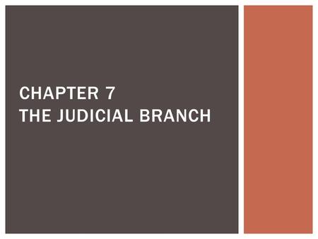 Chapter 7 The Judicial Branch