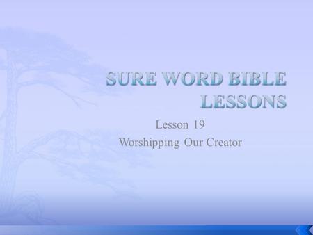 Lesson 19 Worshipping Our Creator.  In Revelation 14:6-12 we find three angels bearing solemn messages to the inhabitants of the earth. The first proclaims.