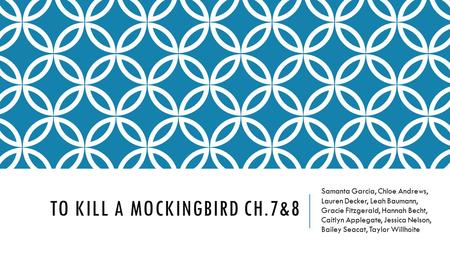 TO KILL A MOCKINGBIRD CH.7&8 Samanta Garcia, Chloe Andrews, Lauren Decker, Leah Baumann, Gracie Fitzgerald, Hannah Becht, Caitlyn Applegate, Jessica Nelson,