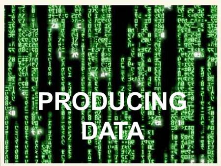 PRODUCING DATA. A look at your class The class survey The class survey.