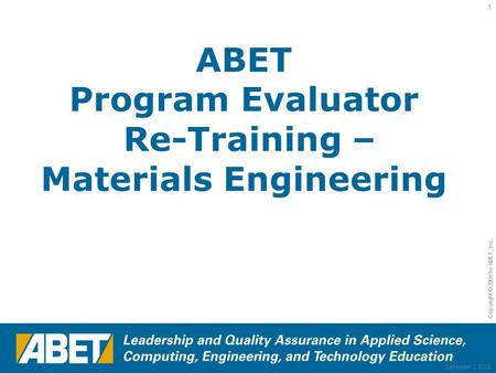 ABET Program Evaluator Re-Training – Materials Engineering