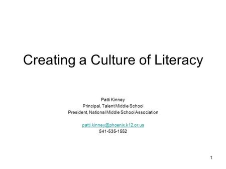 Creating a Culture of Literacy