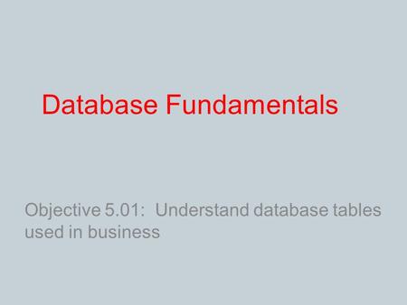 Database Fundamentals