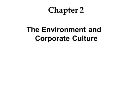 The Environment and Corporate Culture