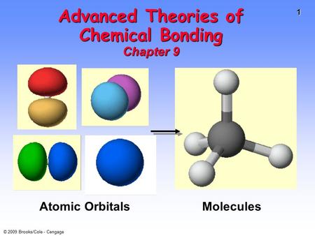 1 © 2009 Brooks/Cole - Cengage Advanced Theories of Chemical Bonding Chapter 9 Atomic Orbitals Molecules.