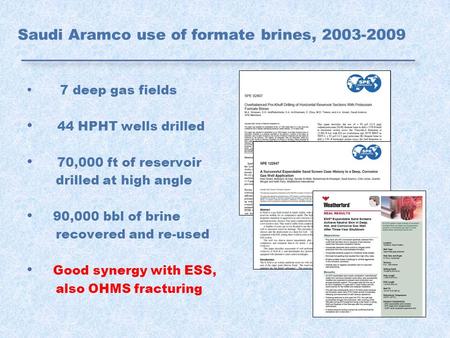 Saudi Aramco use of formate brines,