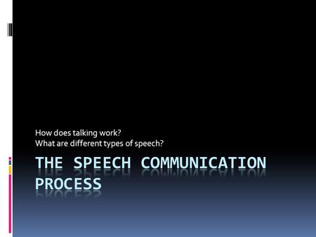 How does talking work? What are different types of speech?