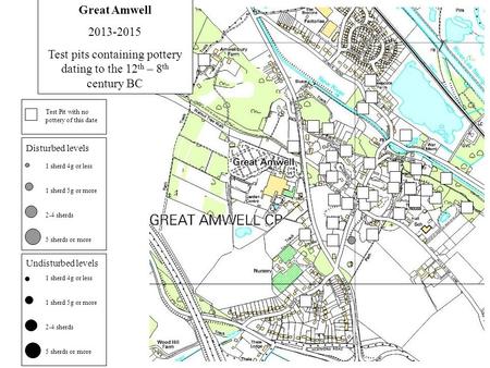 8 7 6 1 sherd 4g or less 1 sherd 5g or more 2-4 sherds 5 sherds or more Disturbed levels 1 sherd 4g or less 1 sherd 5g or more 2-4 sherds 5 sherds or more.